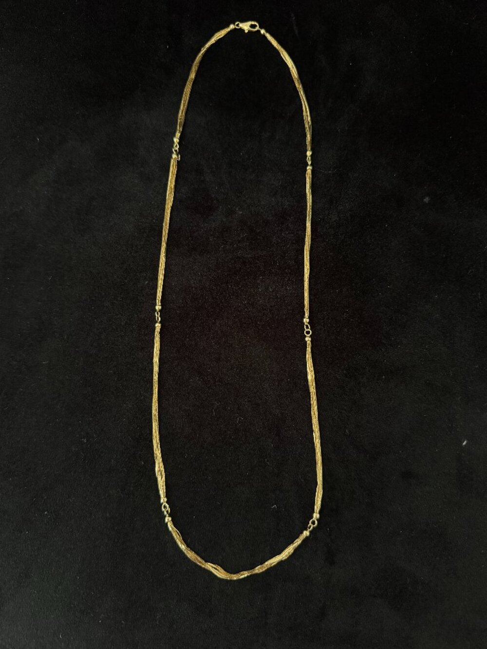 Solid 14K Vintage Gold Multi-Strand Mesh Chain Necklace